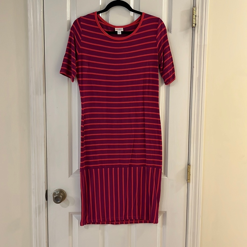 Lularoe Large Striped Julia T-shirt Dress